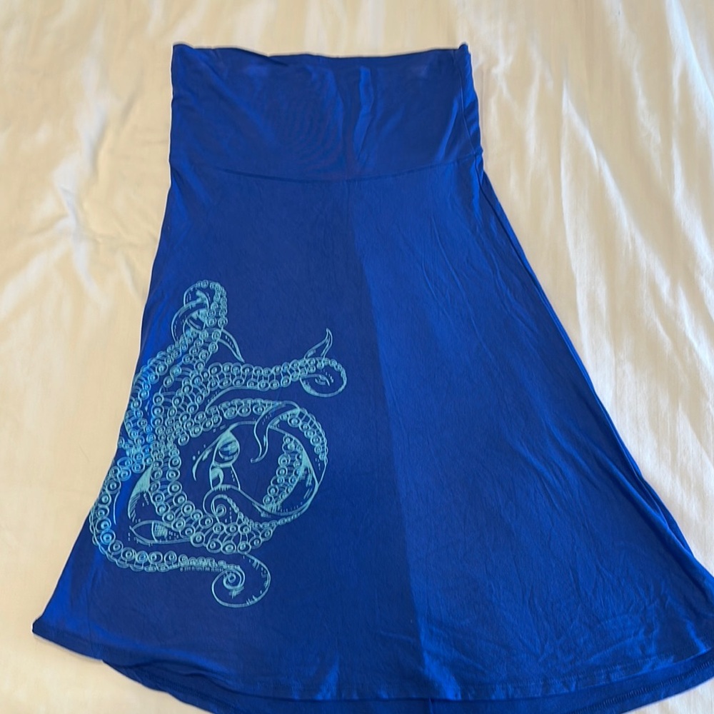 Octopus 🐙 Ink-Blue Print Jersey Skirt